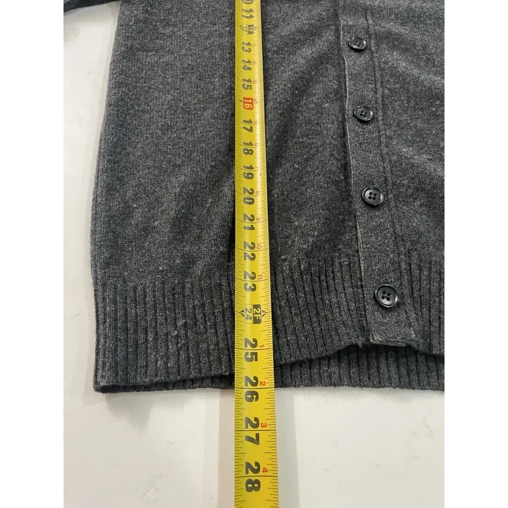 Banana Republic Mens Merino Wool Knit Button Front V-Neck Cardigan Gray S